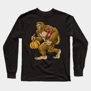 Hide/Seek Champion Bigfoot Steals Turkey & Pumpkin Long Sleeve T-Shirt